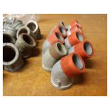Lot of (38) Steel Pipe Fittings - (8) 1-1/4" x 1/2" x 1-1/4" Tees, (9) 1-1/4" 45° Elbows, (9) 1-1/4" 45° Street Elbows and More