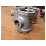 Lot of (49) Steel Pipe Fittings - (16) 1-1/4" 45° Elbows, (9) 1-1/4" x 1/2" x 1-1/4" Reducing Tees, (6) 1-1/4" 90° Street Elbows, (15) 1-1/4" Couplers and More