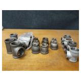 Lot of (18) Steel Pipe Fittings - (6) 2" Tees, (3) 2" x 3/4" Reducer, (3) 2" x 1-1/2" Reducer, (2) 2" x 1" Reducer, (4) 2" Reducing Tees