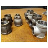 Lot of (18) Steel Pipe Fittings - (6) 2" Tees, (3) 2" x 3/4" Reducer, (3) 2" x 1-1/2" Reducer, (2) 2" x 1" Reducer, (4) 2" Reducing Tees
