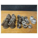 Lot of (29) Steel Pipe Fittings - (8) 2" 45° Elbows, (9) 2" x 1-1/2" Bushings, (5) 2" x 1-1/4" Bushings, (4) 2" x 1" Bushings, (1) 2" x 3/4" Bushings, (2) 2" Reducers