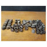 Lot of (64) Steel Pipe Fittings - 1" & 3/4" Elbows, Tees, Reducers