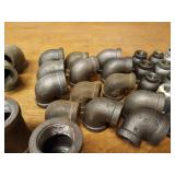 Lot of (64) Steel Pipe Fittings - 1" & 3/4" Elbows, Tees, Reducers