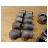 Lot of (64) Steel Pipe Fittings - 1" & 3/4" Elbows, Tees, Reducers