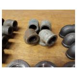 Lot of (64) Steel Pipe Fittings - 1" & 3/4" Elbows, Tees, Reducers