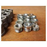 Lot of (47) Steel Pipe Fittings - 3/4" Elbows, Tees, Couplers and Bushings