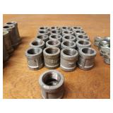 Lot of (47) Steel Pipe Fittings - 3/4" Elbows, Tees, Couplers and Bushings