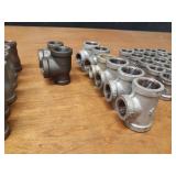 Lot of (47) Steel Pipe Fittings - 3/4" Elbows, Tees, Couplers and Bushings