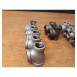 Lot of (47) Steel Pipe Fittings - 3/4" Elbows, Tees, Couplers and Bushings