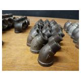 Lot of (57) Steel Pipe Fittings - 3/4" Elbows, Tees & Street Elbows