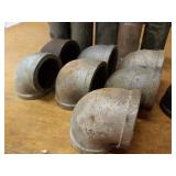 Lot of (19) Steel Pipe Fittings - (7) 2-1/2" 90° Elbows, (1) 2-1/2" 45° Street Elbow, (2) 2-1/2" 90° Street Elbows, (1) 2-1/2" 45° Elbow, (5) 2-1/2"  Nipples, (3) 2-1/2" Reducers