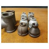 Lot of (32) Steel Pipe Fittings - 1-1/2" Reducers, Tees & Bushings