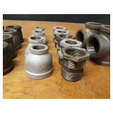Lot of (32) Steel Pipe Fittings - 1-1/2" Reducers, Tees & Bushings