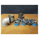 Lot of (11) Steel Pipe Fittings - (8) 3" x 2-1/2" Bushings, (1) 3" Tee, (1) 3" 90° Elbow, (1) 4" x 5-1/2" Nipple