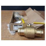 Lot of (2) Milwaukee Valve Co. 2" (Press x Press) Brass Ball Valves