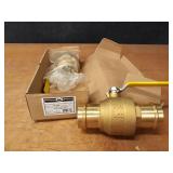 Lot of (2) Milwaukee Valve Co. 2" (Press x Press) Brass Ball Valves