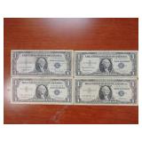 4 Silver Certificate $1 Notes