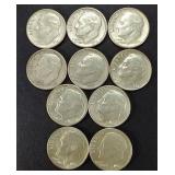 10 90% Silver Roosevelt Dimes