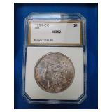 1884-CC Morgan - GSA Hoard - MS62 With COA & Box