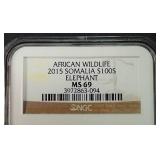 2015 Somalia African Wildlife 1 Oz. Silver Coin - MS69