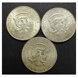 3 90% Silver Kennedy Half Dollars