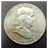 1957-D 90% Silver Franklin Half Dollar