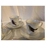 Set of 6 Bird Cups and Saucers