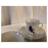 Set of 6 Bird Cups and Saucers