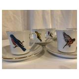 Set of 6 Bird Cups and Saucers