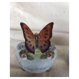 Vintage Lefton Bone China Trinket Box #2771 & Flower Trinket Box