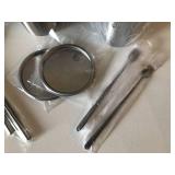 NEW Wonbsdom Set of 2 Metal Coffee Cups w/ lids, metal straws & Stir Spoons