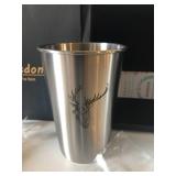 NEW Set of 2 Metal Coffee Cups w/ lids, metal straws & Stir Spoons