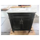Blaine 30 in. Vanity in Black with Marble Vanity Top in Carrara White BFBLAINE30