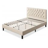 Zinus Misty Beige Queen Upholstered Platform Bed Frame FTTP-Q