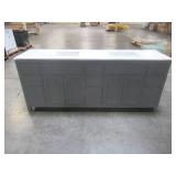 Wyndham Collection Beckett 84 in. W x 22 in. D Double Vanity in Dark Gray with Cultured Marble Vanity Top in White with White Basins WCG242484DKGWCUNSMXX