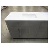 Wyndham Collection Beckett 84 in. W x 22 in. D Double Vanity in Dark Gray with Cultured Marble Vanity Top in White with White Basins WCG242484DKGWCUNSMXX