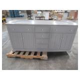 Home Decorators Collection Fremont 72 in. W x 22 in. D Double Vanity in White with Granite Vanity Top in Grey with White Basin MD-V1792