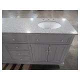 Home Decorators Collection Fremont 72 in. W x 22 in. D Double Vanity in White with Granite Vanity Top in Grey with White Basin MD-V1792