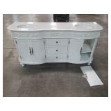 Home Decorators Collection Chelsea 72 in. Double Vanity in Antique White with Marble Vanity Top in White 1589300410