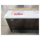 allen + roth Kingscote 60-in Espresso Double Sink Bathroom Vanity with White Engineered Stone Top WSL60RVE