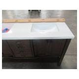 allen + roth Kingscote 60-in Espresso Double Sink Bathroom Vanity with White Engineered Stone Top WSL60RVE