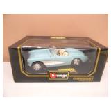 1/18 SCALE DIE-CAST - BURAGO 1957 CHEVROLET CORVETTE - NEW IN BOX! - GREAT PIECE! - SEE PICTURES!