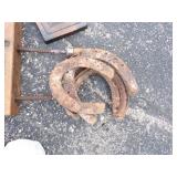 Vintage Lot, Wood Clamp, Candle Holder, Horse Shoes, and Dog