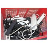 Large Plastic Bin of Power Distribution AC Power Outlet Strips