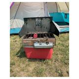 Trailmaster Tent, Coleman Portable Grill, Coleman Lantern