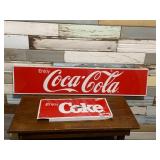 Two Coca Cola "Enjoy Coke" tin metal vintage sign