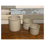 Set of 3 Stoneware Crocks