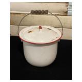 Vintage enamelware bucket with lid