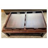 Leather Ottoman with Serving Trays by Arhaus