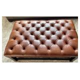 Leather Ottoman with Serving Trays by Arhaus
